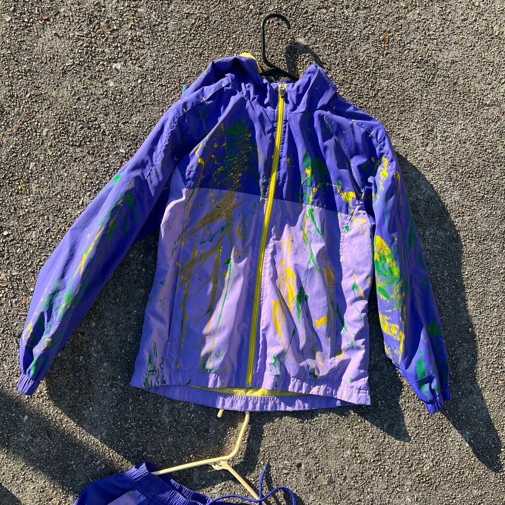 Vibrant Mardi Gras splashed Purple Women's 2pc Jumpsuit - Picture 2 of 4